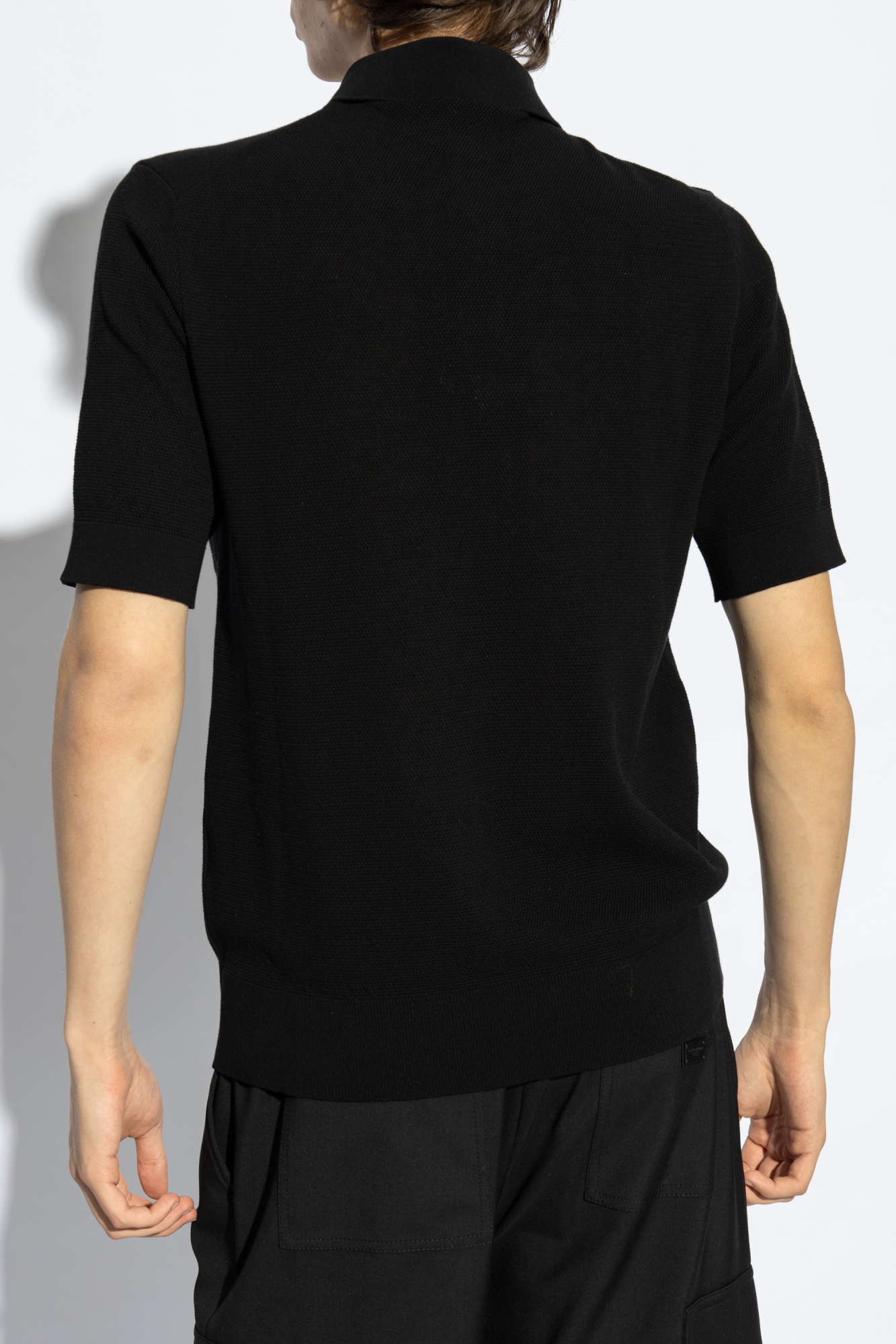 Dolce & Gabbana POLO APPLIQUE FEATURING ENGRAVED ポロ ロゴ Black Polo with applique featuring engraved logo Dolce